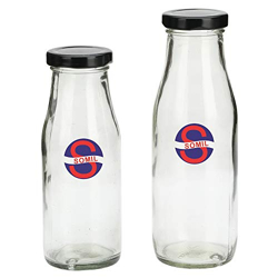 Somil Stylish Transparent Bottle Cum Container of Glass with Lid Set of Two