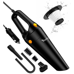 Voroly Car Vacuum Cleaner High Power 6Kpa 16 Ft 12v Auto Accessories Kit for Interior Detailing - Black