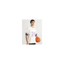 Men Typographic Print Oversized V-Neck T-Shirt    