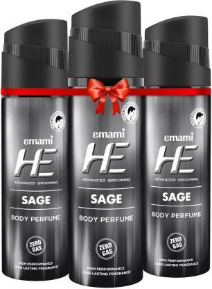 HE Sage Deodorant Spray  -  For Men(120 ml, Pack of 3)