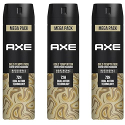 Axe Gold Temptation Long Lasting Deodorant Bodyspray For Men, 215ml (Pack of 3)
