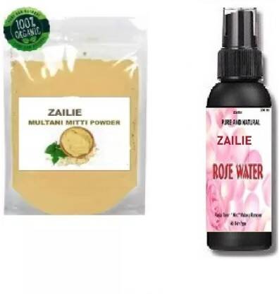 Zailie Multani mitti powder 100gm+Rose water 120ml combo Face & Skin Glow 