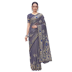 Glory Sarees Women's Lycra Brasso Saree With Blouse Piece 