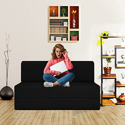Aart Store One Seater Sofa Cums Bed Furniture for Home & Living Room 3X6 (Black)