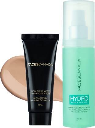 FACES CANADA Face Combo - Makeup Remover + Weightless Foundation (Natural)(2 Items in the set)