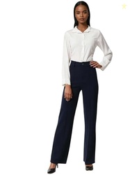 KOTTY Womens Solid Polyester Blend Navy Blue Trousers (Navy Blue,34)
