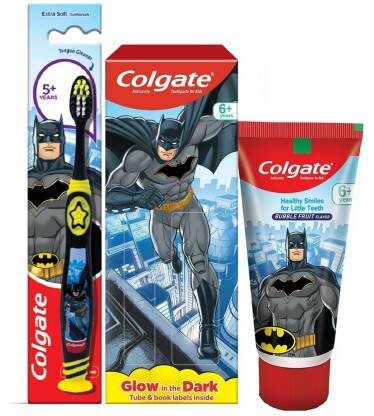 Colgate Kids 6+yrs Batman Toothpaste 80g & Kids Batman Toothbrush 1pc with Book Labels Toothpaste(80 g, Pack of 2)