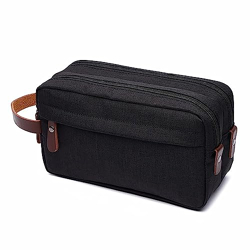 House of Quirk Toiletry Bag For Men And Women Portable Travel Shaving Dopp Kit Water-Resistant Cosmetic Bag Travel Organizer Storage For Accessories (Black), 10 CM Large