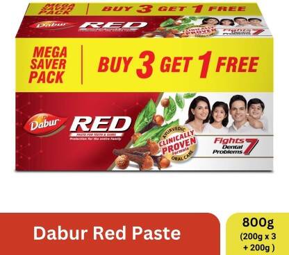 Dabur Red Ayurvedic Paste Toothpaste(600 g, Pack of 3)