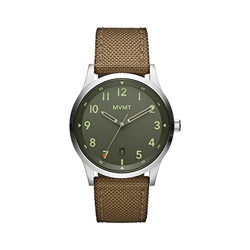 MVMT Mens Analog Green Dial Brown Band Leather Watch