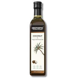 HESTHETIC - Virgin Cold Pressed Coconut Oil |500ml | 100% Pure & Natural | Use for Cooking, Baking, Salads, Smoothies & More