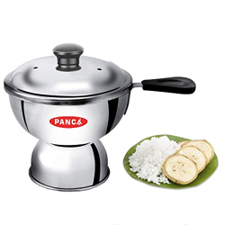 PANCA Chiratta Outer Lid Puttu Maker With Handle Use With Pressure Cooker Puttu Kutti Puttu Steamer Puttu Cooker Silver, Make In India, Stainless Steel, 0.50 liter