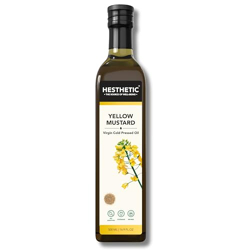 Hesthetic- Edible Cold Pressed Yellow Mustard (Sarso) Oil | 500ml | Rich in Healthy Fats, Ideal for Cooking, Frying & Salad Dressings | 100% Pure & Natural Virgin Oil | Perfect blend of Taste & Aroma