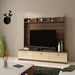 Spacewood Wall Unit | Astron 1816A | 3 Year Warranty |Wall Unit Freestanding, TV Unit | Large Size | Engineered Wood |Modern Design| Moldau-Acacia Dark