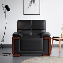GODREJ INTERIO Chandler 1-Seater Synthetic Leather Sofa (1-Year Warranty, Leatherette, Black)