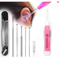 ETSAP Ear Wax Cleaner 6Pcs + LED Ear Cleaner, Ear Cleaning Tool, Ear Wax Remover Tool Kit, Ear Buds, Ear Cleaner Tool, Ear Wax Removal
