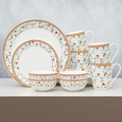 Clay Craft Fine Ceramic Eco Dinner Set, Enchanting Gold, for Family of 4, Dinner Set Ceramic, Crockery Set, Dining Set for Dinner, Crockery Set for Gift, Kitchen Set (ECO1, 16 Pieces)