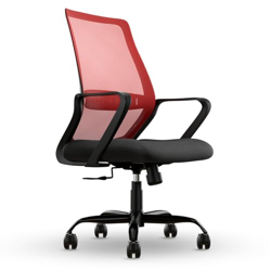 CELLBELL Desire Pro Mid Back Mesh Office Chair Adjustable Study Chair/Computer Chair with Revolving Seat, Stylisk Backrest, Lumbar Support, Metal Base for Work from Home (Red)