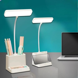 Gesto Rechargeable Battery Operated Desk Lamp  3 Color Mode Touch Study Table Lamp for Students,Study Lamp for Office Table,Night Light for Study Room |Reading Light with Mobile Holder & Pen Holder