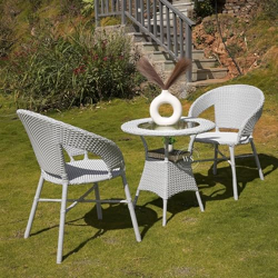 STUDIO NOMADIC Sienna 2 Seater Outdoor Seating Chair and Table Set, Garden Patio Coffee Table Set, Outdoor Balcony Wicker Furniture with 1 Table and 2 Chairs Set (Grey Dual Tone)