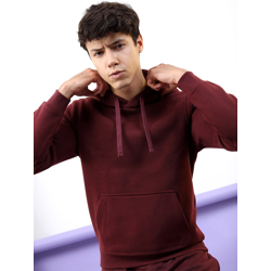 HIGHLANDER Men Burgundy Hooded Solid Sweatshirt