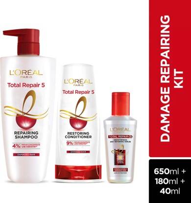 L'Oral Paris Total Repair 5 Shampoo 650ml + Conditioner 180ml + Serum 