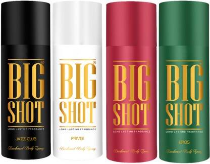 OSCAR Big Shot Deodorant Jazz Club, Privee & Eros (150ml each) Deodorant Spray  -  For Men(600 ml, Pack of 4)