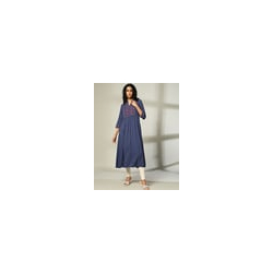 Women Embroidered Flared Kurta