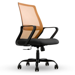 CELLBELL Desire Pro Mid Back Mesh Office Chair Adjustable Study Chair/Computer Chair with Revolving Seat, Stylisk Backrest, Lumbar Support, Metal Base for Work from Home (Orange)