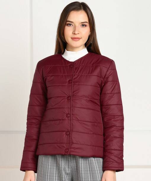 Women Solid Quilted Jacket
