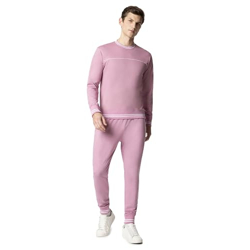 FYLTR Men's Sweatshirt & Jogger Casual Co-ord Set with Striped Rib Detail - Stripe Rib Detail on Neck, Cuff & Hem | Casual Winterwear For Men