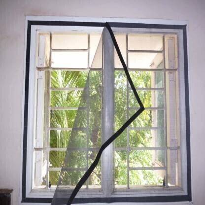 Shankies Creations Polyester Adults Washable Stitched Window 3 x 4 Feet Mosquito Net(Black, Frame Hung)