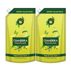 Chandrika Handwash Tulsi & Lime Care for Fresh, Safe Hands 675ml (Pack of 2)