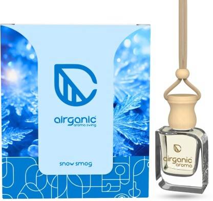 Airganic Aroma Swing - Snow Smog |Essential Oils in Glass Bottle with Wooden Diffuser Lid Car Freshener Diffuser(10 ml)