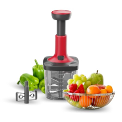 Lifelong Push Chopper 1000ml | Multi-Purpose Vegetable, Onion, and Garlic Chopper, Efficient Manual Kitchen Cutter for Effortless Food Preparation