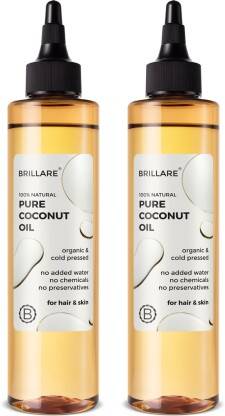 BRILLARE Pure Coconut Oil, Organic and Cold Pressed, Zero Chemicals, 100% Natural Hair Oil(400 ml)