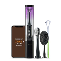 Lifelong Electric Toothbrush with UV sealed Sterilization|Free Clove Dental Care Plan|3X Plaque Removal | Ideal for Sensitive Gums & Teeth, Fresh Breathe & Brighter Smile |1 Handle,2 Brush Heads,1 Charging cable,1 tongue cleaner| Upgrade to Advanced Technology (LLDC117, Black)