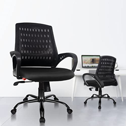 Rose Mesh Mid-Back Ergonomic Office Chair | Study Chair | Revolving Chair | Computer Chair | Work from Home (Blazia) (Black)