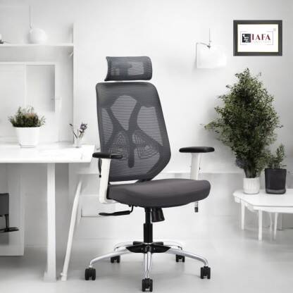 IAFA Ergolux High Back Ergonomic Office Chair with Ad Heavy Duty Metal Base Mesh Office Adjustable Arm Chair(White, Grey, DIY(Do-It-Yourself))