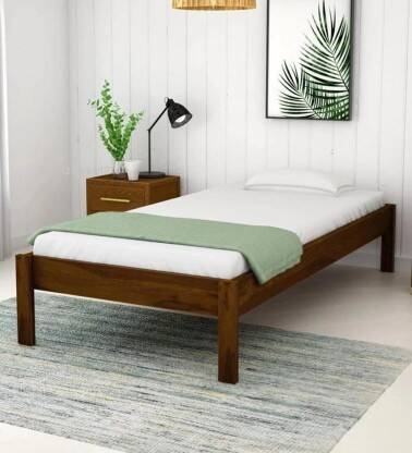 mewar furniture Sheesham Wood Single Size Bed For Bedroom | Solid Wood Single Bed(Finish Color - Walnut, Delivery Condition - DIY(Do-It-Yourself))