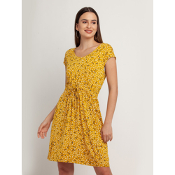 Zink London Yellow & White Floral Fit & Flare Dress With Pockets