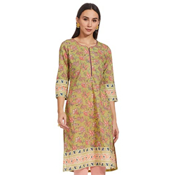 Rangriti Women's Cotton Ethnic Kurta (187004_Olive Green_34)