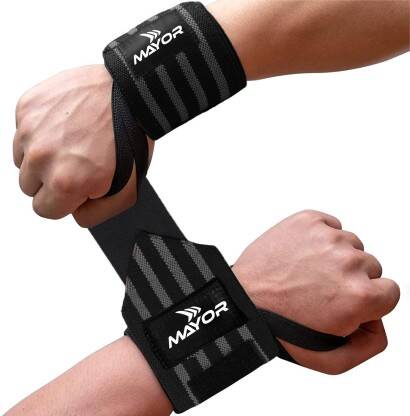 MAYOR Secure Wrap For Men Women Wrist Support Wrist Bands Gym & Fitness Gloves(Grey/Black)