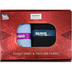 Raymond Fabrics Pant Shirt Fabric Solid Combo Box ( Blue Pant-Shirt, Unstitched, Free Size)