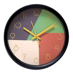 Zoliva Wall Clock 12  Silent Quartz Decorative Latest Wall Clock Non-Ticking Classic Clock Battery Operated Round Easy to Read for Room/Home/Kitchen/Bedroom/Office/School (Green-Peach)