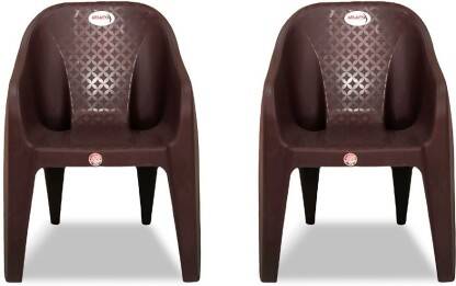 ARLAVYA Mario Sofa Arm for Home, Garden, Living, Dining Room Plastic Outdoor Chair(Brown, Set of 2, Pre-assembled)