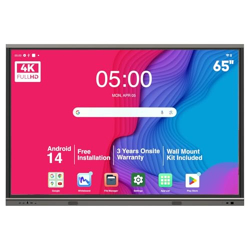 BIG VUE 65 Inch Interactive Flat Panel | Android 14 Smart Digital Board | 8GB RAM 128GB ROM | Multitouch Screen Display for Teaching, School, College, Institute, Classroom and Office Use