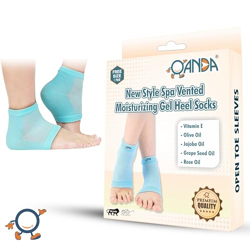 OANDA Silicone Gel Heel Socks For Dry Hard Cracked Heels Repair, Foot Care Support Cushion With Spa Botanical Gel Pad - For Men And Women - (Free Size) (1 Pair) (Blue)