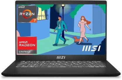 MSI Modern 14 AMD Ryzen 7 Octa Core 7730U - (16 GB/512 GB SSD/Windows 11 Home) Modern 14 C7M-218IN Thin and Light Laptop(14 Inch, Classic Black, 1.4 Kg)