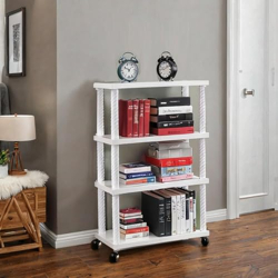 YouCopia Book Self  4 Layer Portable Book Shelf, Kids Books Racks for Home Plastic, Bookshelf for Home, Book Shelves, Book Stand, Book Organizer, Book Rack for Study Room/Library/Bedroom White